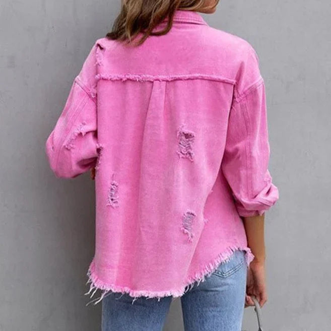 Mirla | Vårjacka Modern Damjacka i Denim med Råa Kanter-Eva Jonsson