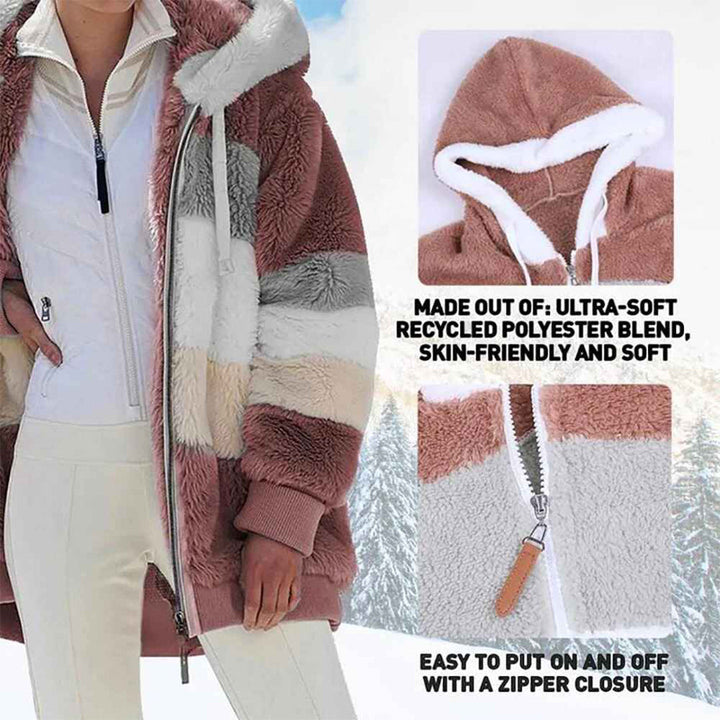 Mirla | Varm Oversized Damjacka med Huva Långa Ärmar Jacka för Kalla Dagar-Eva Jonsson