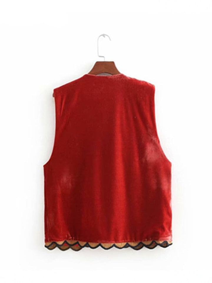 Mirla | Väst med paljetter blommösterbroderi, patchwork midja kappa av sammet-Eva Jonsson