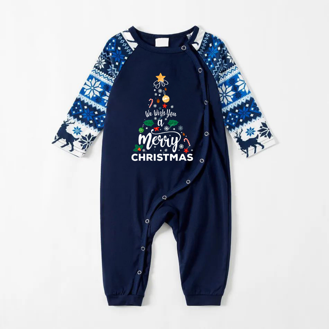 Mirla | Vi Önskar Dig En God Jul Print Blå Familj Jul Matchande Pyjamas-Eva Jonsson