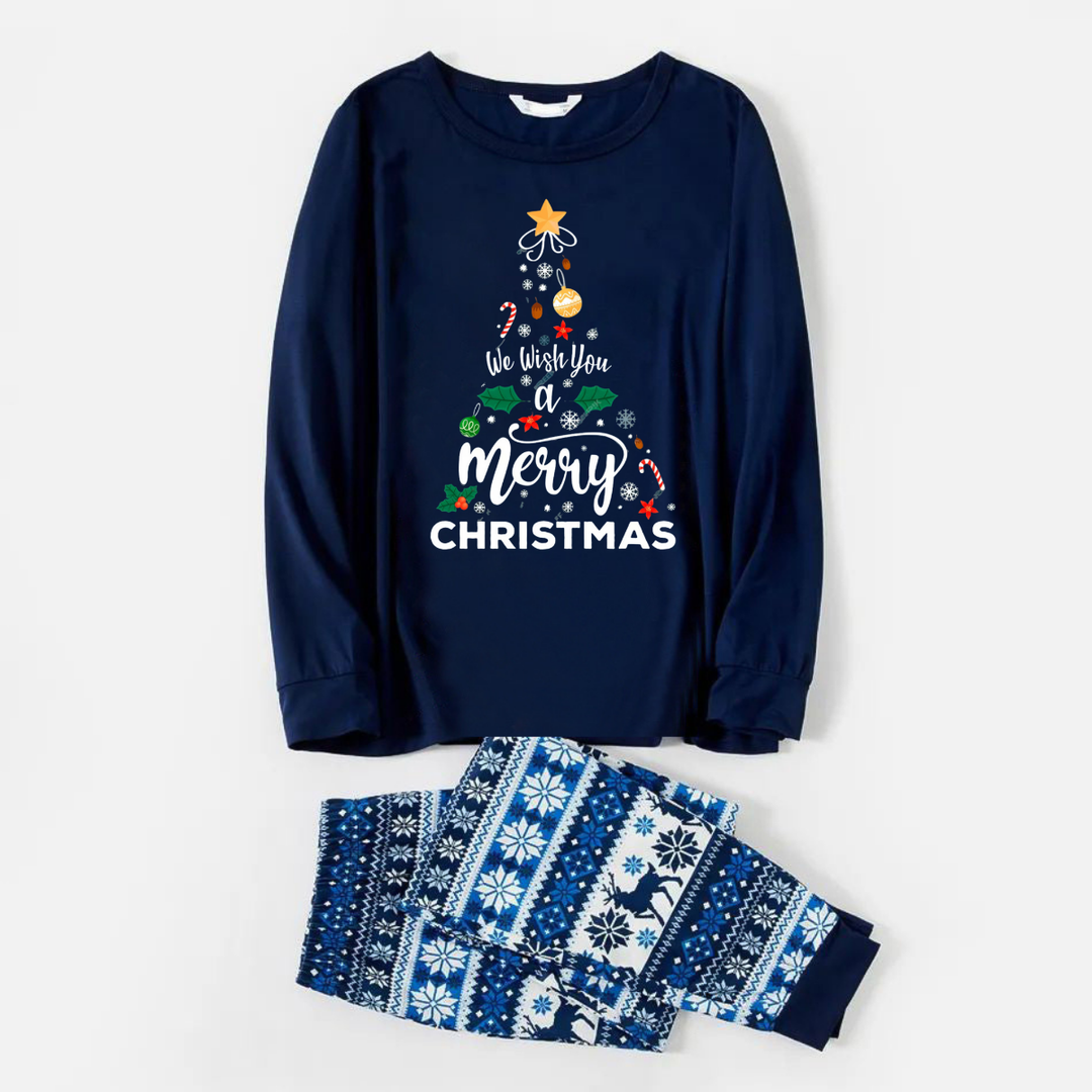 Mirla | Vi Önskar Dig En God Jul Print Blå Familj Jul Matchande Pyjamas-Eva Jonsson