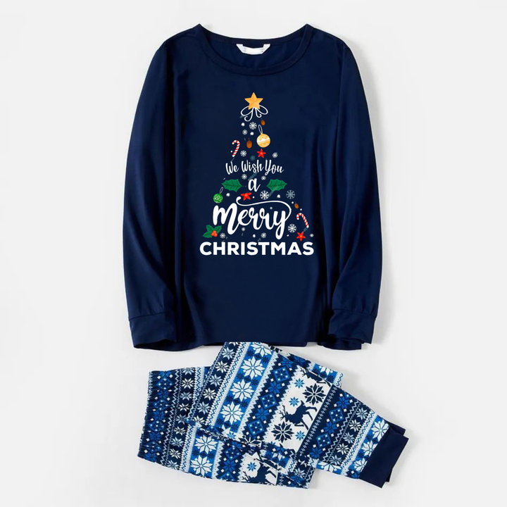 Mirla | Vi Önskar Dig En God Jul Print Blå Familj Jul Matchande Pyjamas-Eva Jonsson