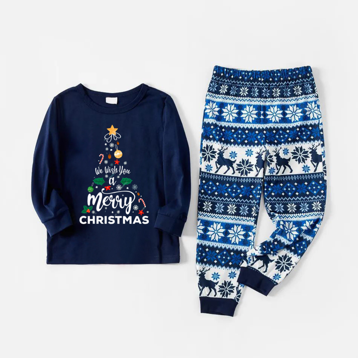 Mirla | Vi Önskar Dig En God Jul Print Blå Familj Jul Matchande Pyjamas-Eva Jonsson