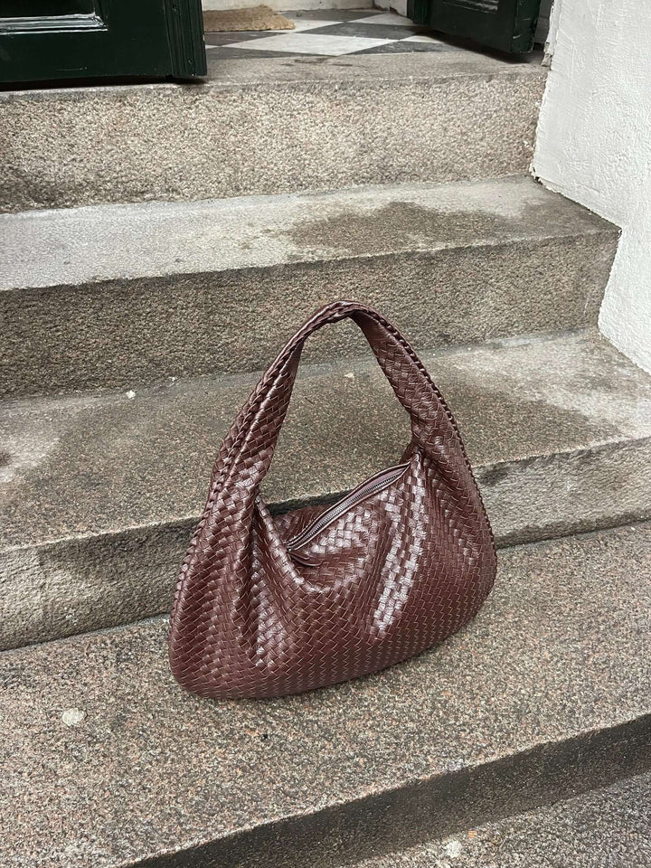 Mirla | Vintage Axelväska Dam Flätad Handväska med Dragkedja På Rea-Eva Jonsson