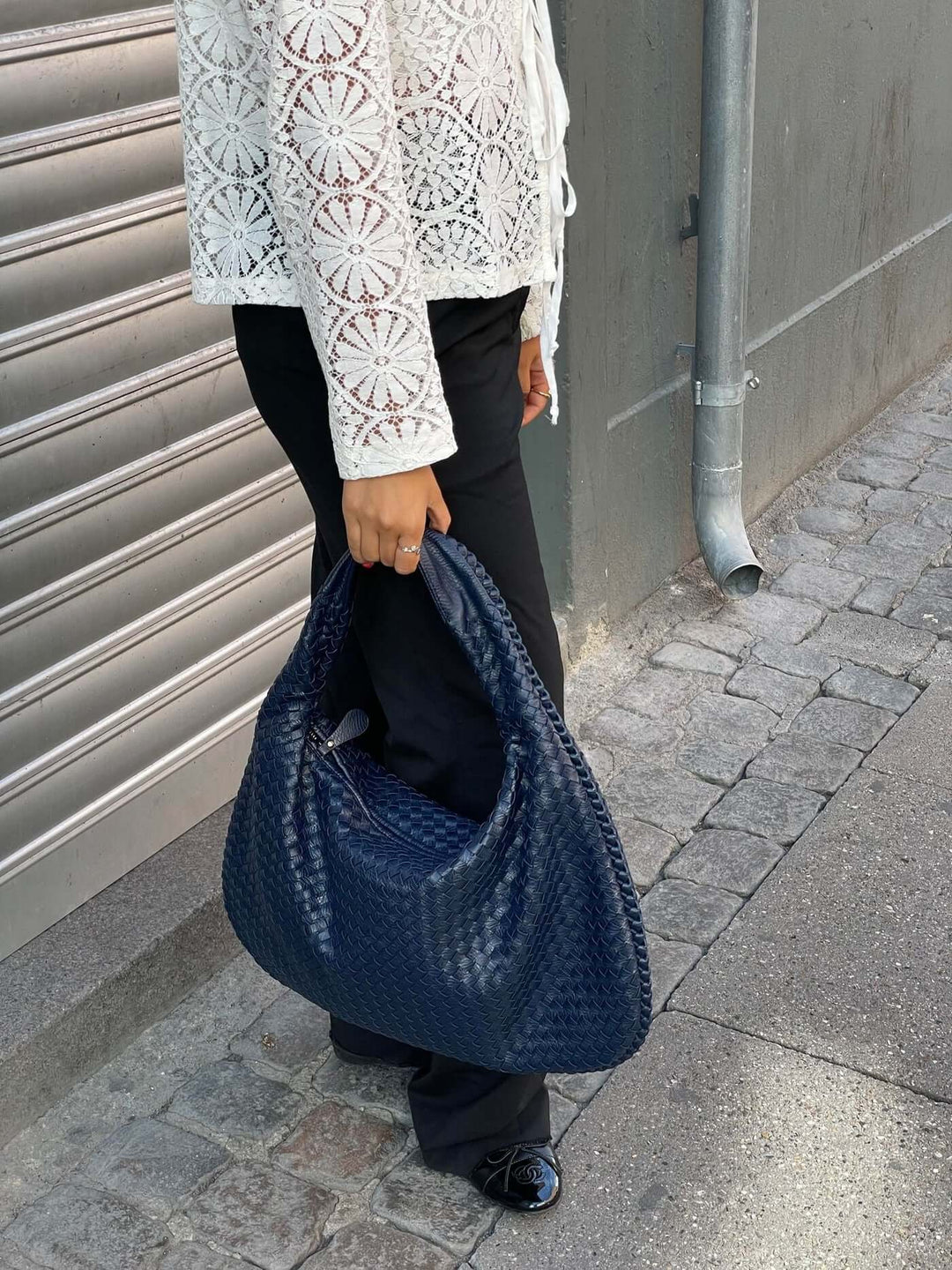 Mirla | Vintage Axelväska Dam Flätad Handväska med Dragkedja På Rea-Eva Jonsson
