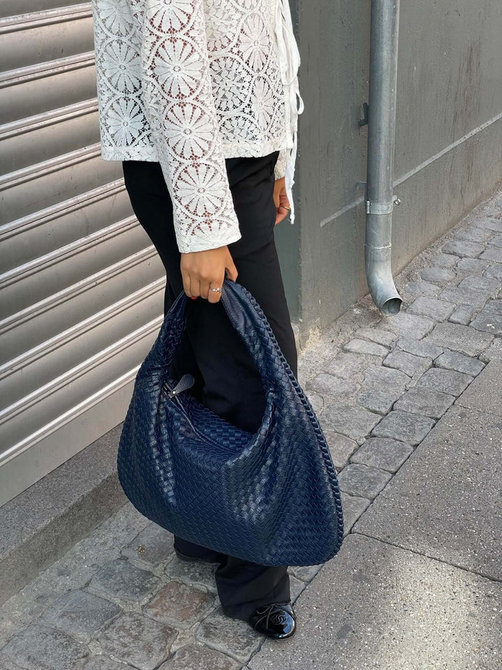 Mirla | Vintage Axelväska Dam Flätad Handväska med Dragkedja På Rea-Eva Jonsson