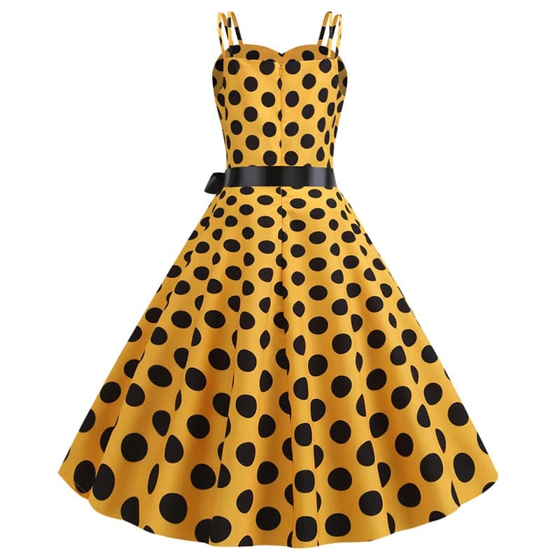 Mirla | Vintage Klänning Rockabilly Gul Prick-Eva Jonsson