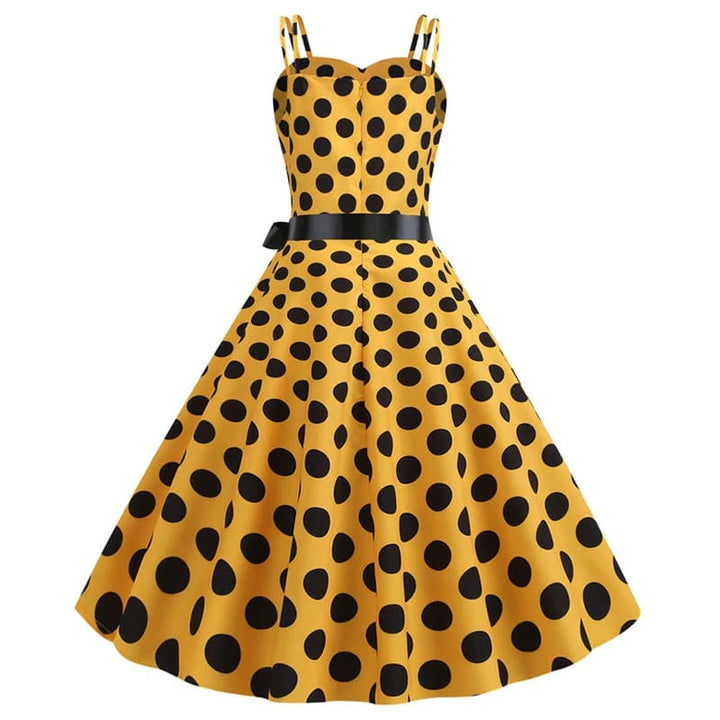 Mirla | Vintage Klänning Rockabilly Gul Prick-Eva Jonsson