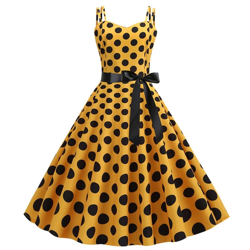 Mirla | Vintage Klänning Rockabilly Gul Prick-Eva Jonsson