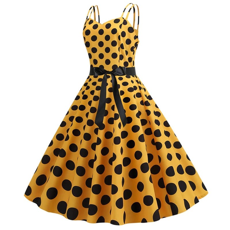 Mirla | Vintage Klänning Rockabilly Gul Prick-Eva Jonsson