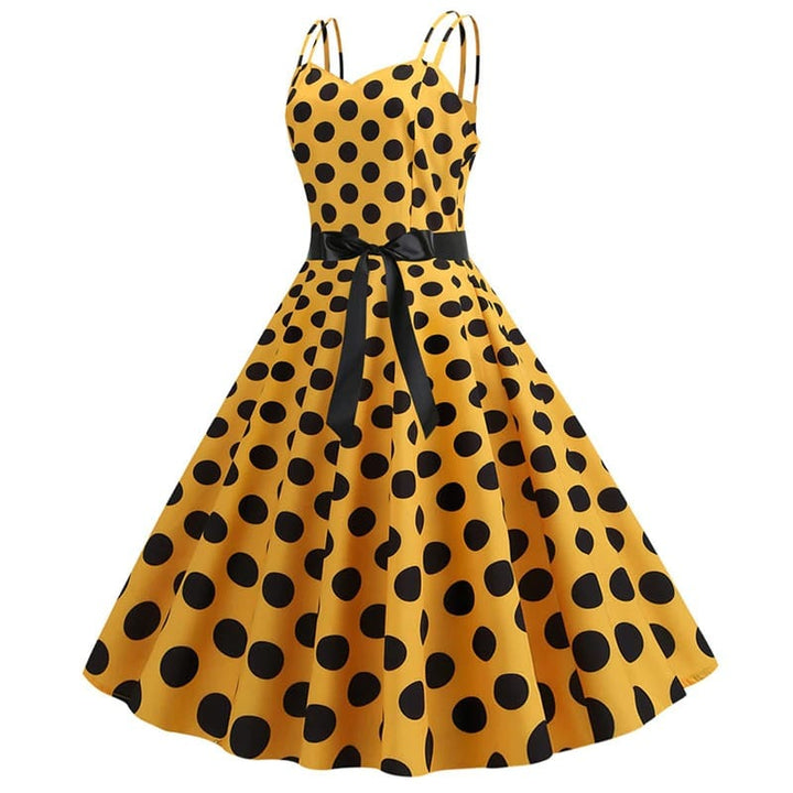 Mirla | Vintage Klänning Rockabilly Gul Prick-Eva Jonsson