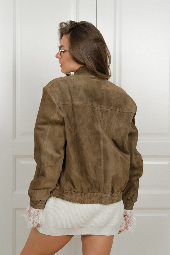 Mirla | Vintage Mockajacka med Ställkrage för Stilfull Lagerbygge-Eva Jonsson