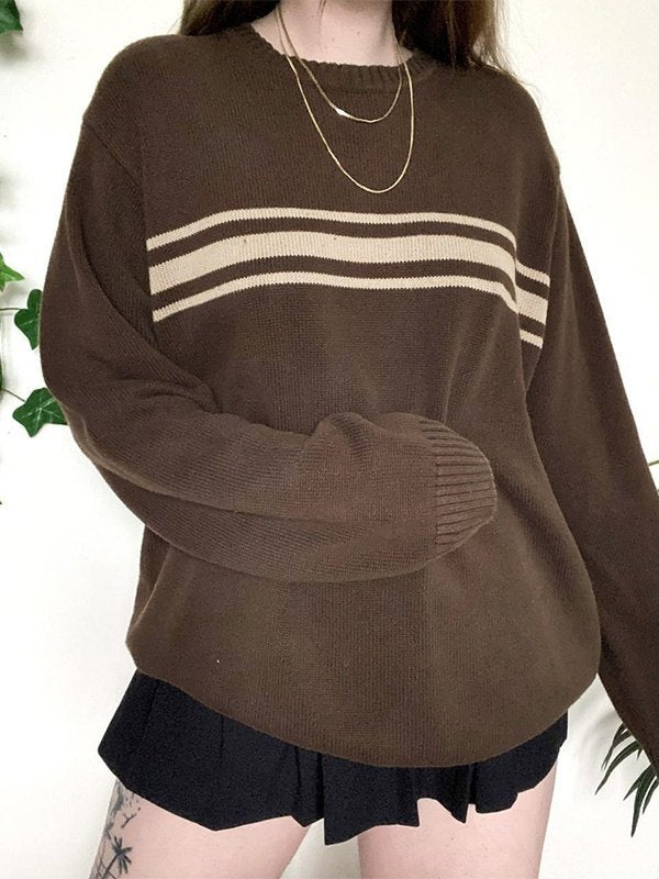 Mirla | Vintage Oversized Tre Randig Tröja-Eva Jonsson