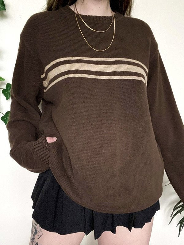 Mirla | Vintage Oversized Tre Randig Tröja-Eva Jonsson