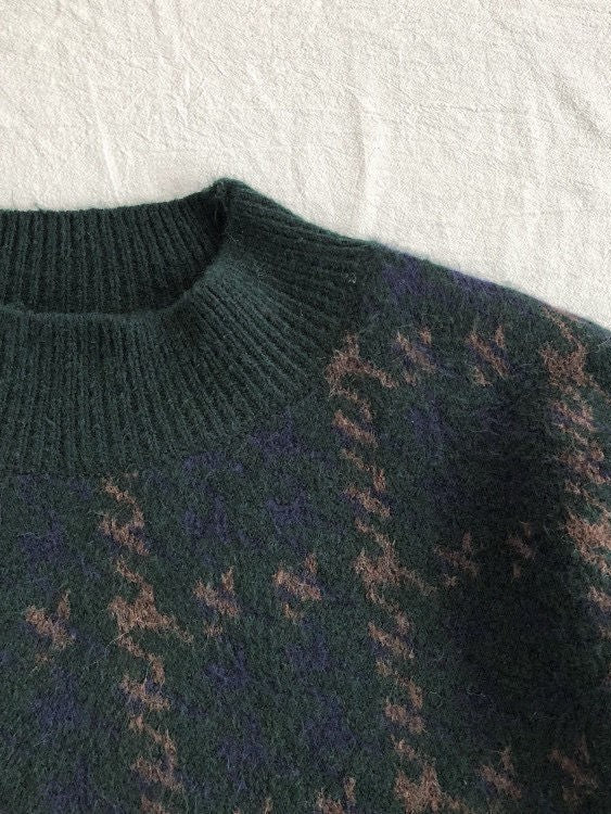 Mirla | Vintage Stickad Tröja med Rutmönster-Eva Jonsson
