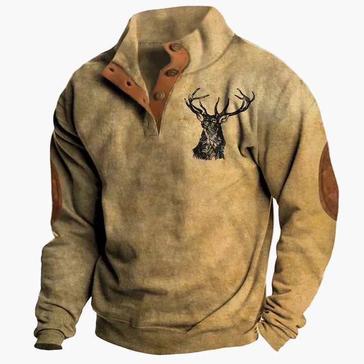 Mirla | Vintage Western Sweatshirt med Etno-Mönster och Ståkrage - Fritidströja-Eva Jonsson