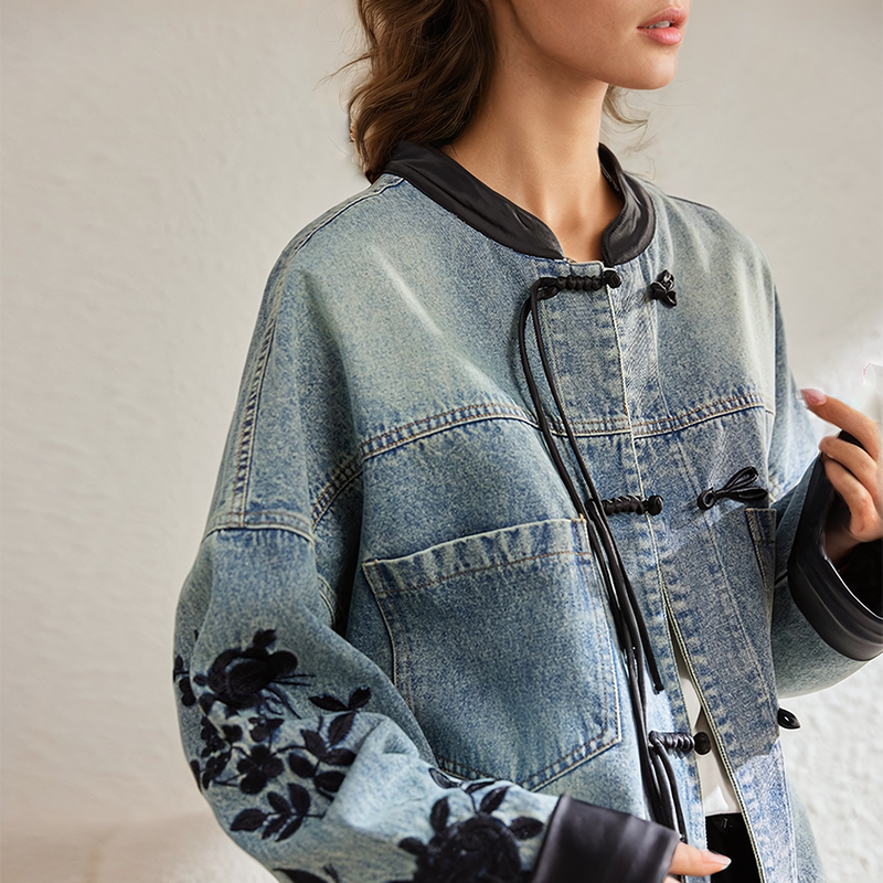 Mirla | Vintage-blommig-jeansjacka-Eva Jonsson