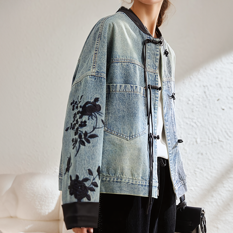 Mirla | Vintage-blommig-jeansjacka-Eva Jonsson