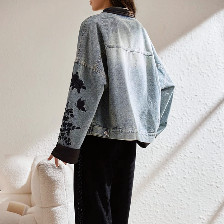 Mirla | Vintage-blommig-jeansjacka-Eva Jonsson