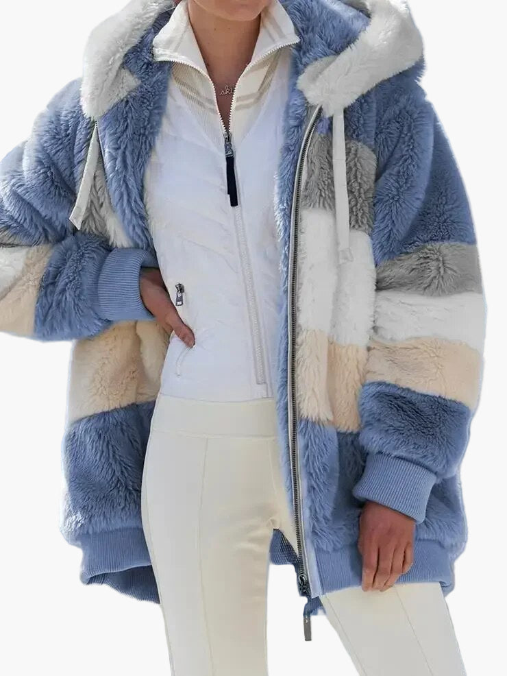Mirla | Vinter Hooded Jacket I Randig Design - Trendig Fritidsjacka för Kalla Dagar-Eva Jonsson