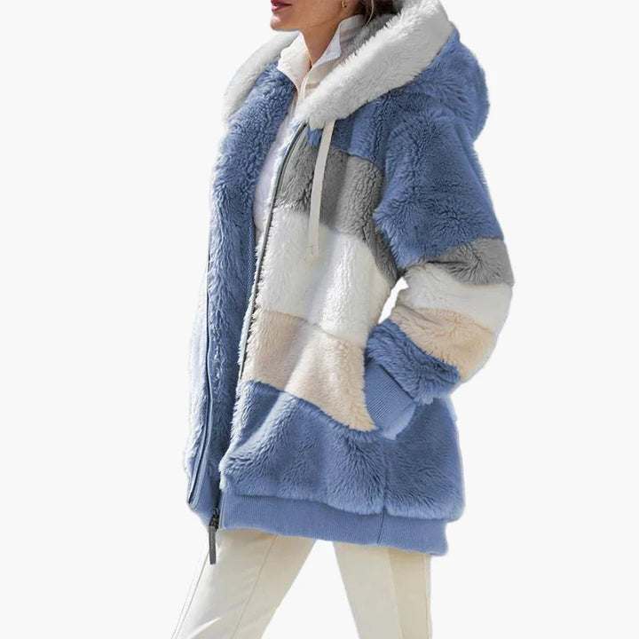 Mirla | Vinter Hooded Jacket I Randig Design - Trendig Fritidsjacka för Kalla Dagar-Eva Jonsson