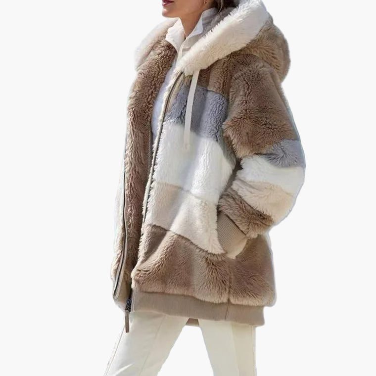 Mirla | Vinter Hooded Jacket I Randig Design - Trendig Fritidsjacka för Kalla Dagar-Eva Jonsson