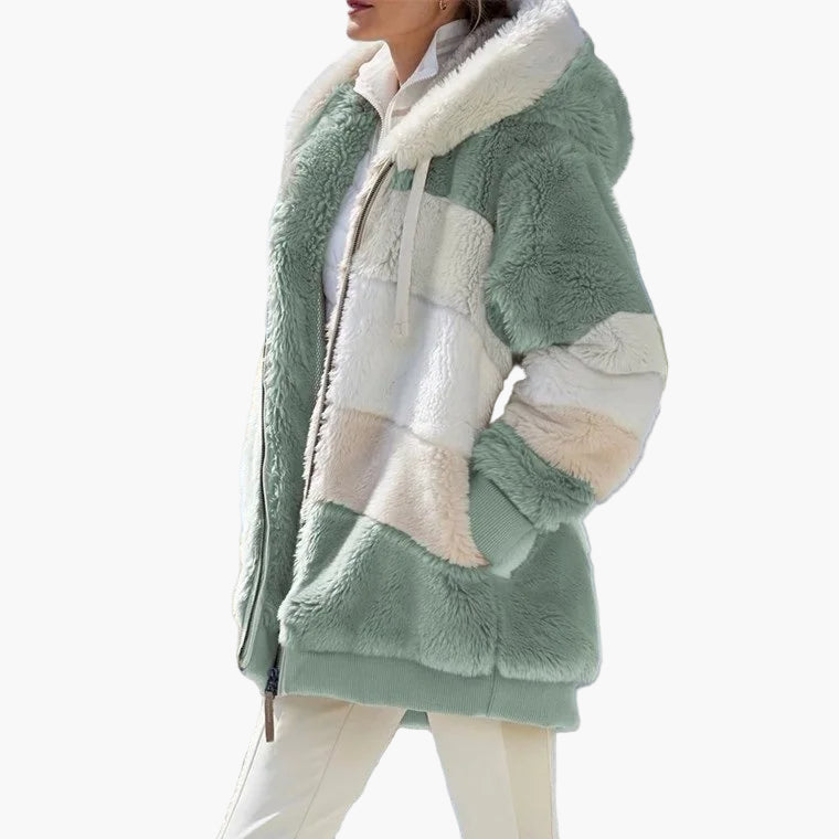 Mirla | Vinter Hooded Jacket I Randig Design - Trendig Fritidsjacka för Kalla Dagar-Eva Jonsson