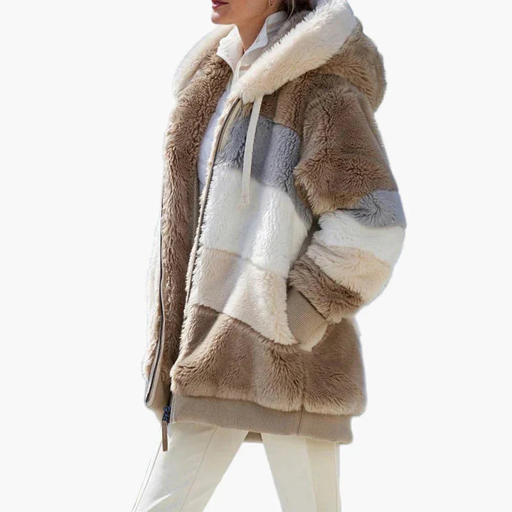 Mirla | Vinter Hooded Jacket I Randig Design - Trendig Fritidsjacka för Kalla Dagar-Eva Jonsson