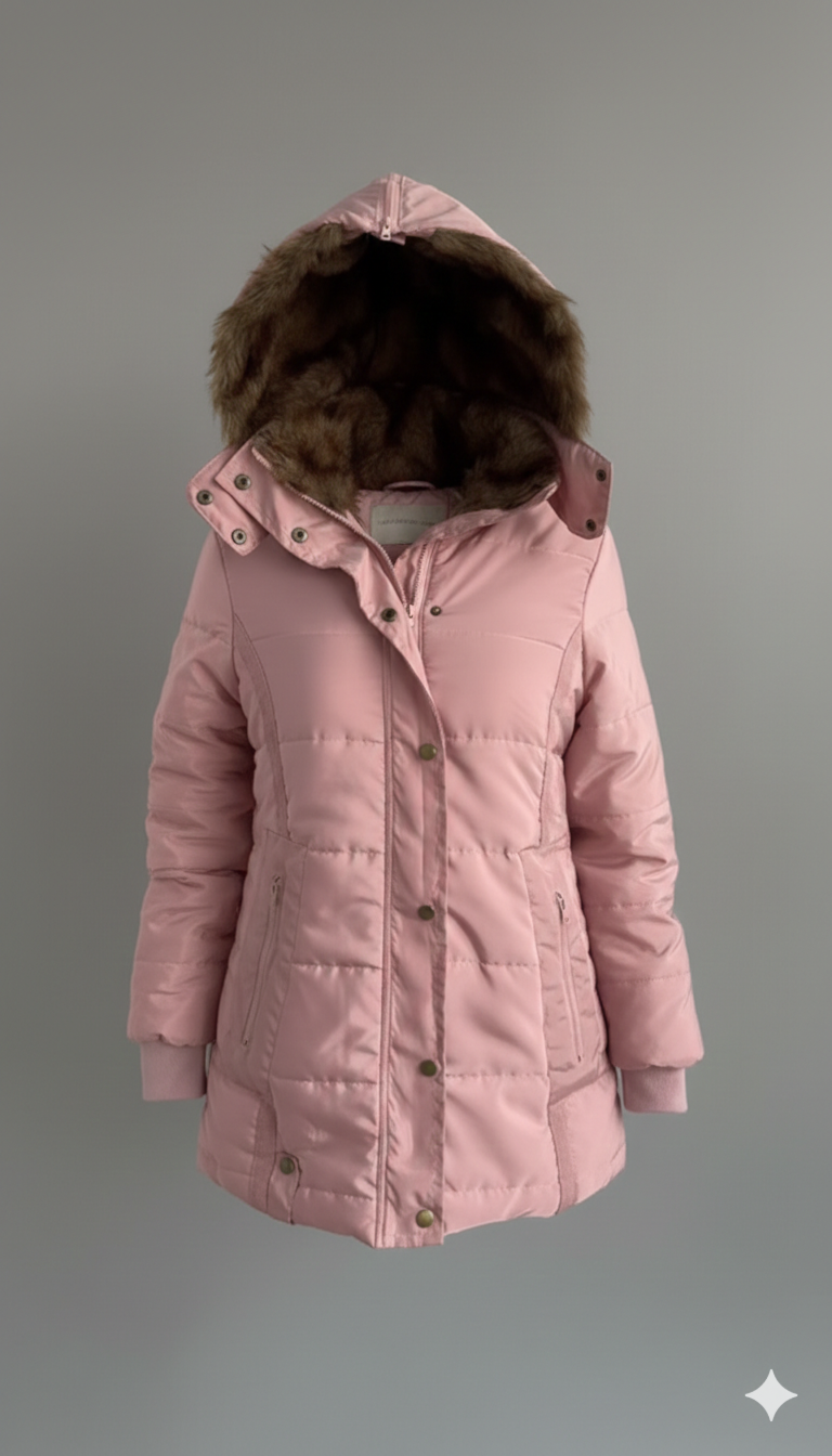 Mirla | Vinter Steppjacka med Huva och Konstpäls - Modetrend Som Framhäver Figuren, Idealisk för Kalla Dagar-Eva Jonsson