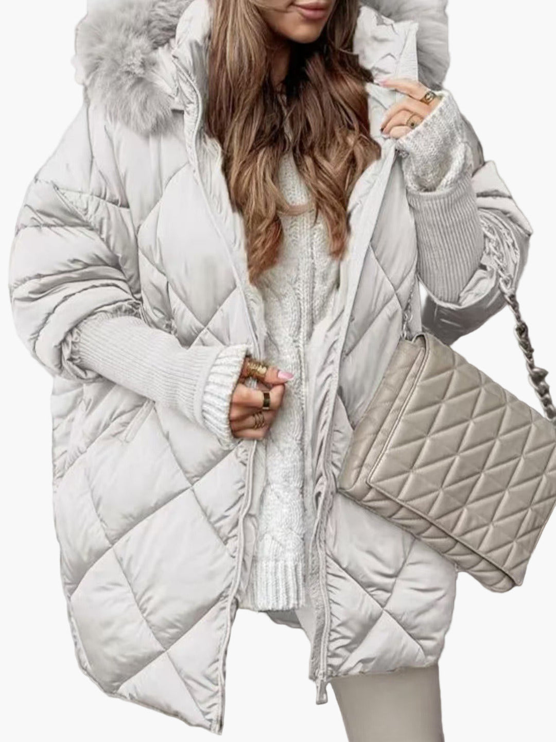 Mirla | Vinter Steppjacka med Huva och Oversize-Look - Modernt Utomhusjacka för Kalla Dagar-Eva Jonsson