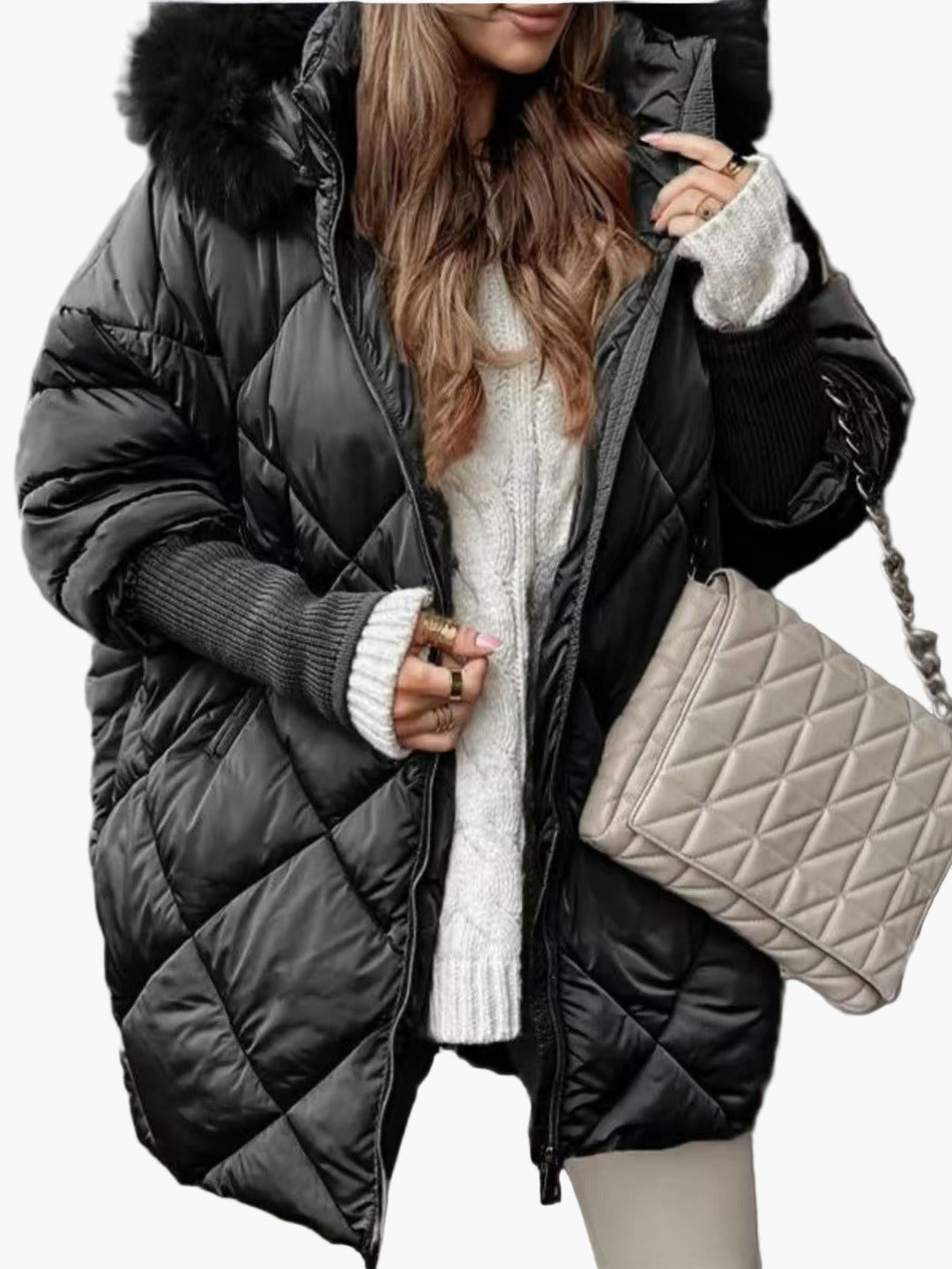 Mirla | Vinter Steppjacka med Huva och Oversize-Look - Modernt Utomhusjacka för Kalla Dagar-Eva Jonsson