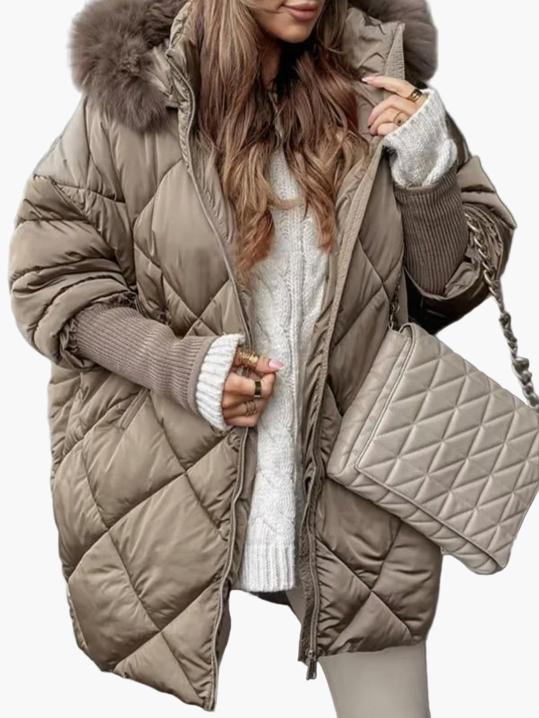 Mirla | Vinter Steppjacka med Huva och Oversize-Look - Modernt Utomhusjacka för Kalla Dagar-Eva Jonsson