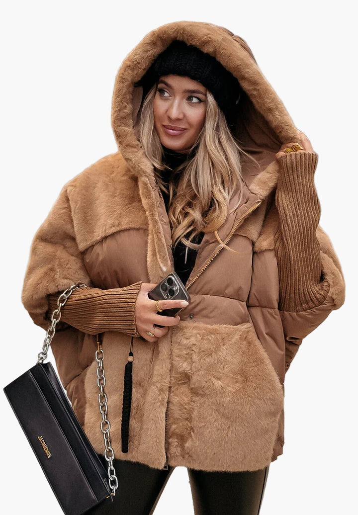 Mirla | Vinterjacka med Huva - Modeinspirerad Teddy-Quiltad Jacka för Utomhus och Vardag-Eva Jonsson