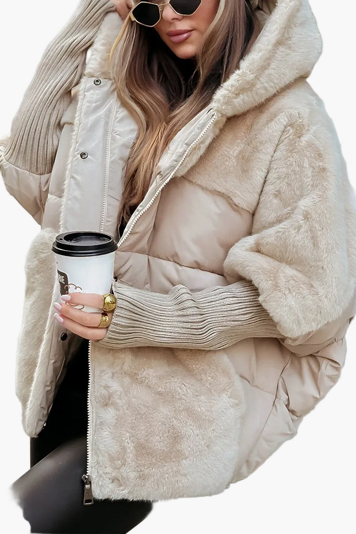 Mirla | Vinterjacka med Huva - Modeinspirerad Teddy-Quiltad Jacka för Utomhus och Vardag-Eva Jonsson
