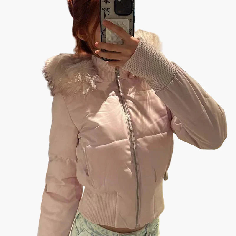 Mirla | Vinterjacka med Huva och Pälskrage - Moderiktig, Figursydd Övergångsjacka för Höst och Vinter-Eva Jonsson