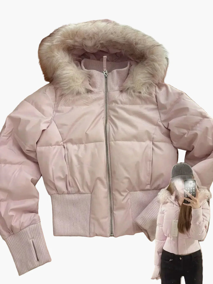 Mirla | Vinterjacka med Huva och Pälskrage - Moderiktig, Figursydd Övergångsjacka för Höst och Vinter-Eva Jonsson