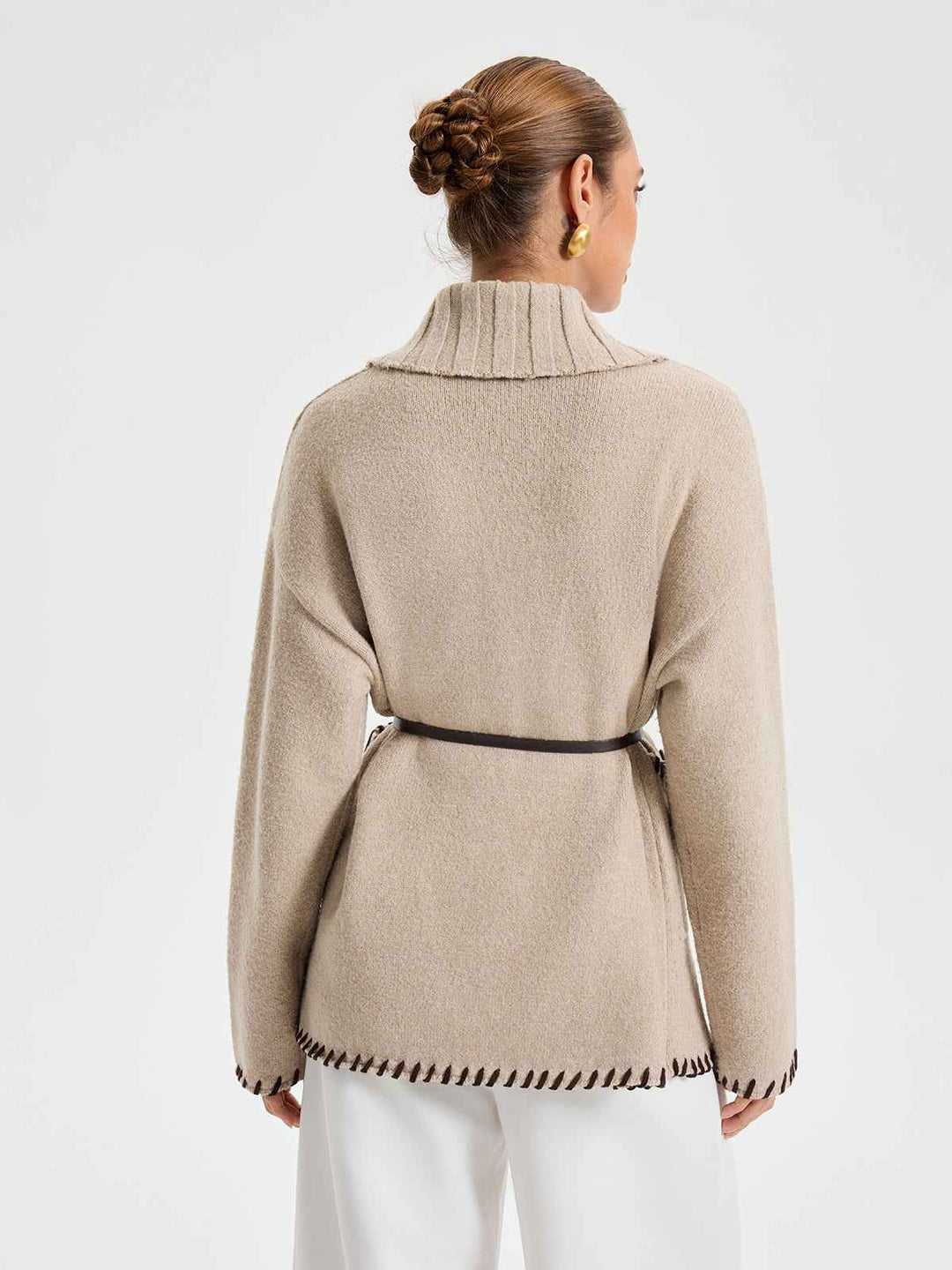 Mirla | Vinterjackor - Stickad Ytterklädsel med Bältesdesign för Värme-Eva Jonsson