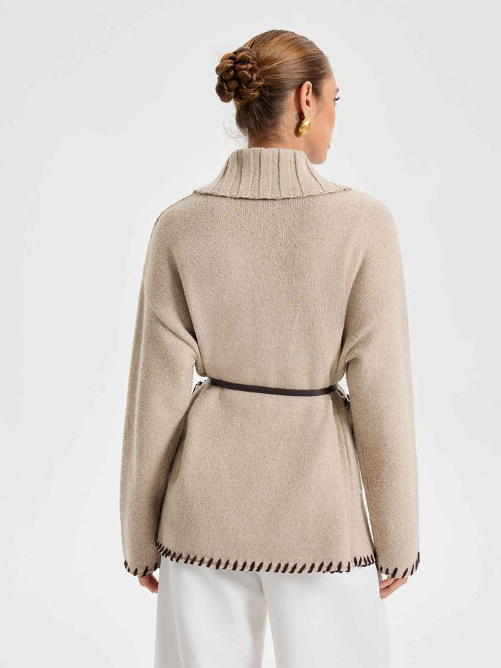 Mirla | Vinterjackor - Stickad Ytterklädsel med Bältesdesign för Värme-Eva Jonsson