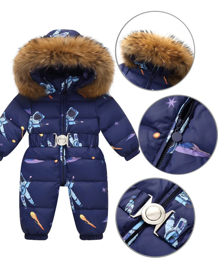 Mirla Vinteroverall Niko | Vattentät Snödräkt med Fuskpäls Huva och Bälte för Barn-Eva Jonsson