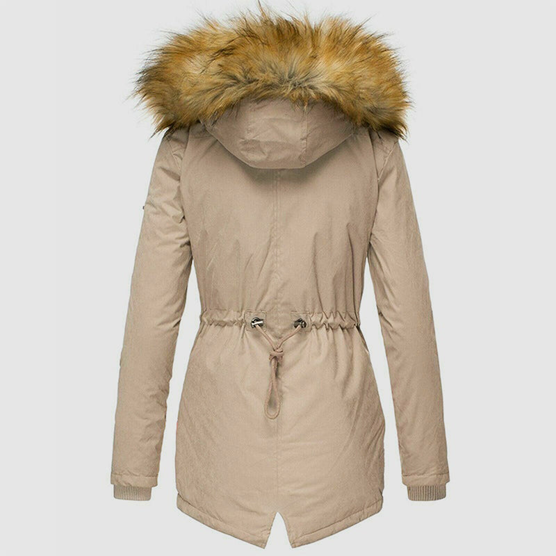Mirla | Vinterparka med Konstpälskapuschong och Inre Fleece-Foder-Eva Jonsson