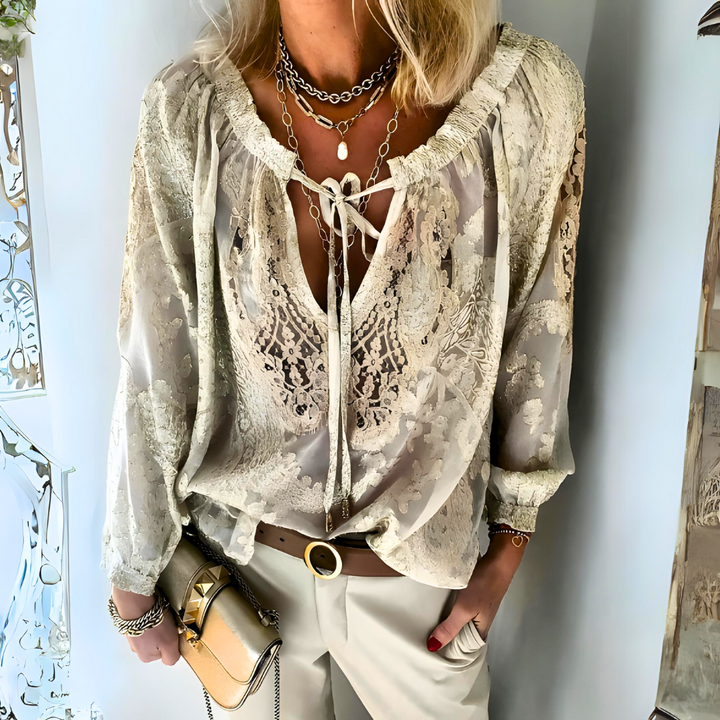 Mirla | Virkad Boho-blus för kvinnor-Eva Jonsson