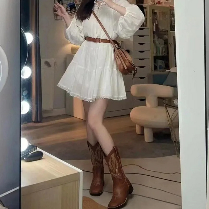 Mirla | Western stil stövlar dam med spetsig tå och blockhäls, cowboy stövlar dam-Eva Jonsson