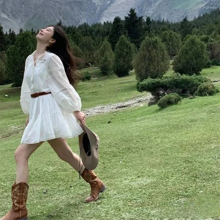 Mirla | Western stil stövlar dam med spetsig tå och blockhäls, cowboy stövlar dam-Eva Jonsson