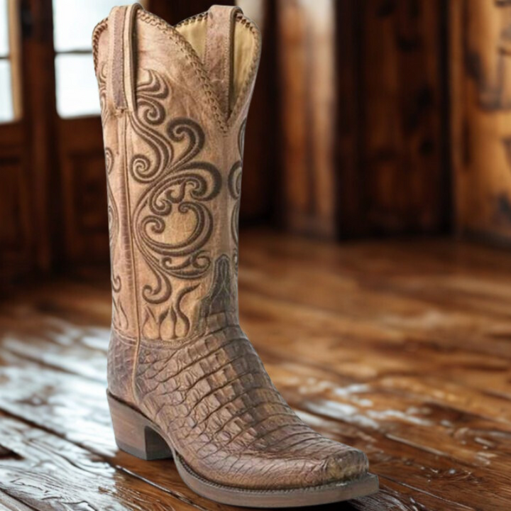 Mirla | Westernboots - Pr präglat läder med klack-Eva Jonsson