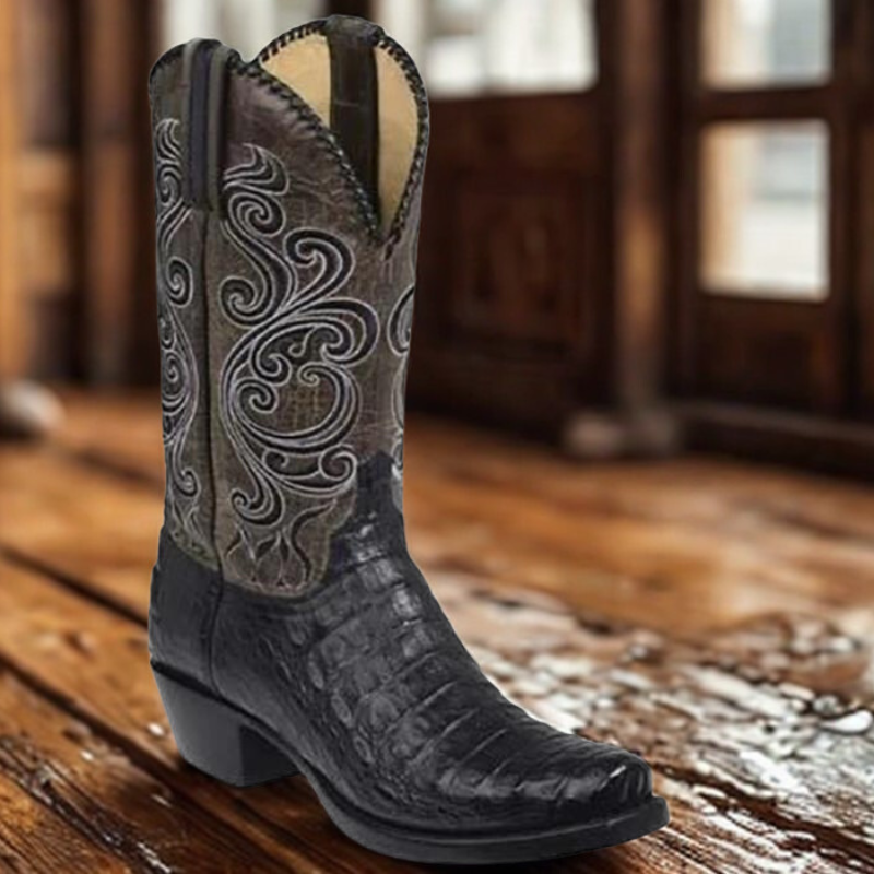 Mirla | Westernboots - Pr präglat läder med klack-Eva Jonsson