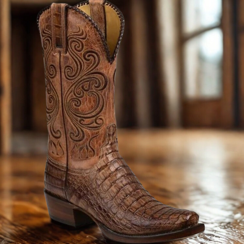 Mirla | Westernboots - Pr präglat läder med klack-Eva Jonsson