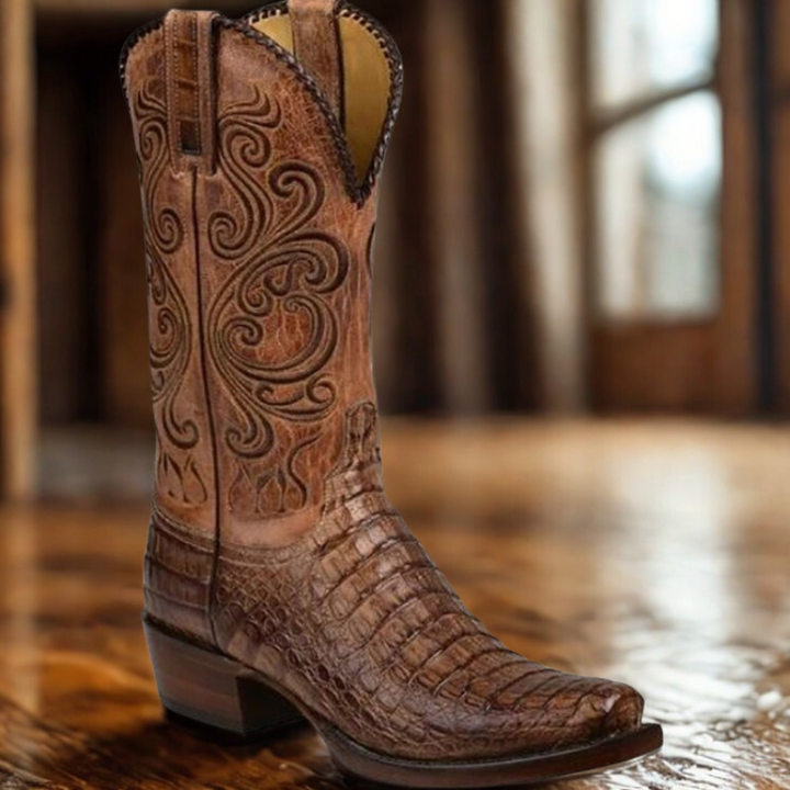 Mirla | Westernboots - Pr präglat läder med klack-Eva Jonsson