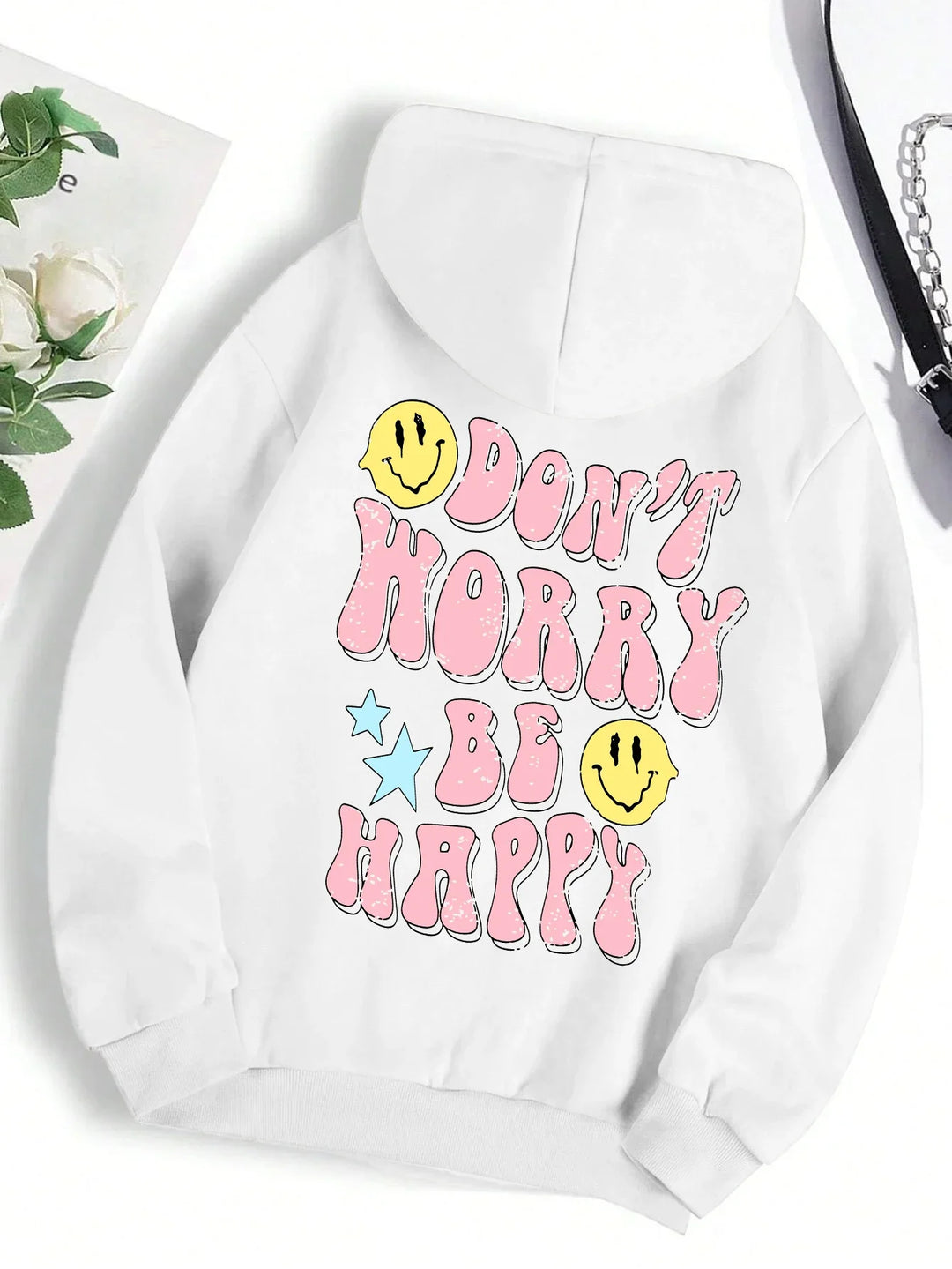 Mirla | Worry Be Happy Hoodie för Damer-Eva Jonsson