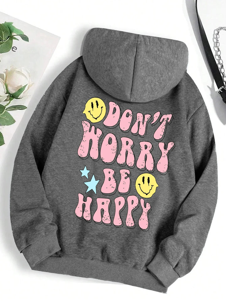 Mirla | Worry Be Happy Hoodie för Damer-Eva Jonsson