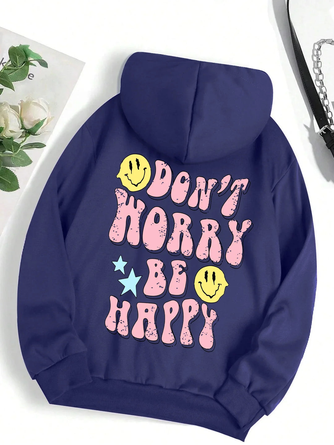 Mirla | Worry Be Happy Hoodie för Damer-Eva Jonsson